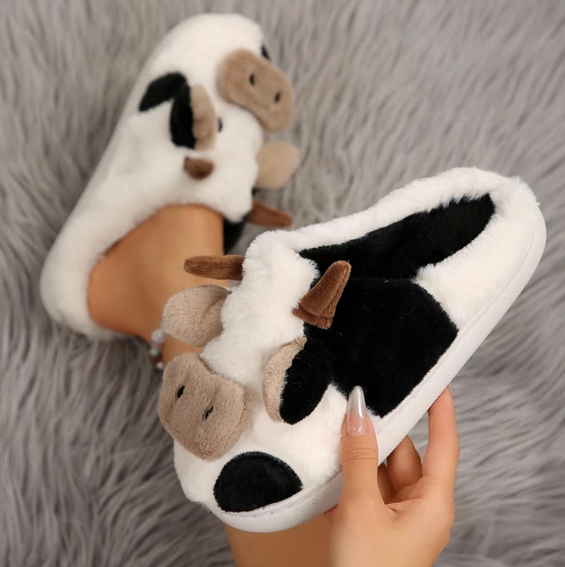 Fluffy Cow Slippers 🐮