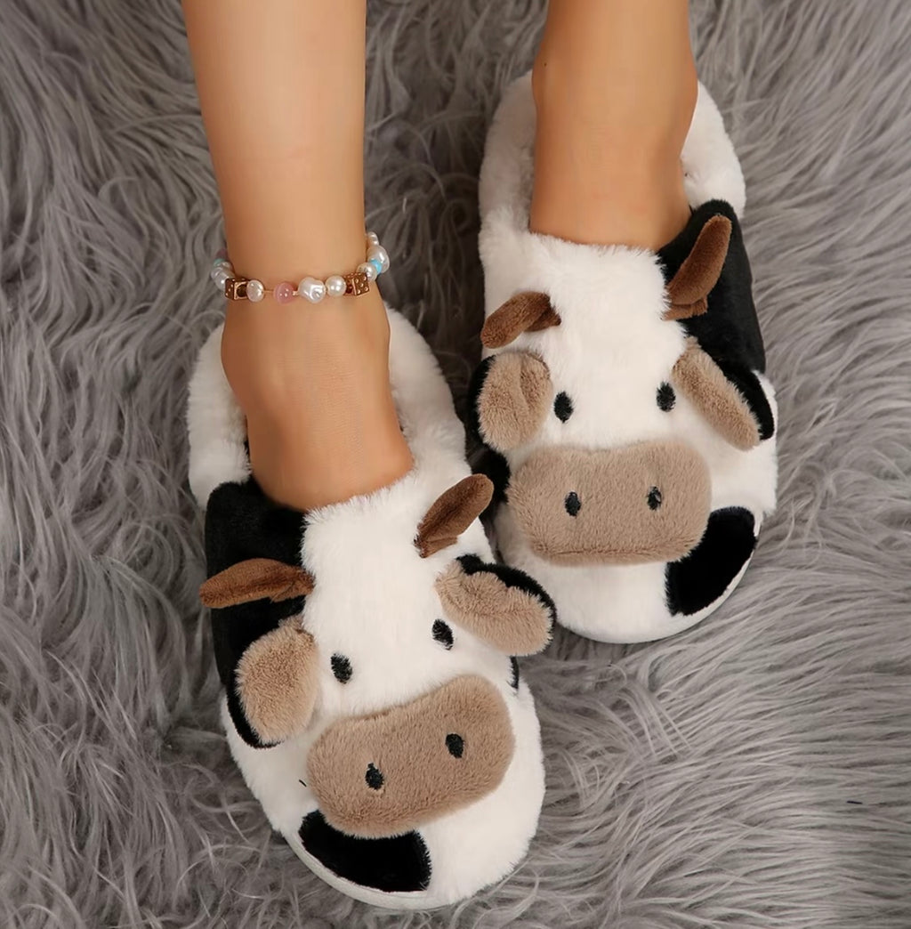 Fluffy Cow Slippers 🐮