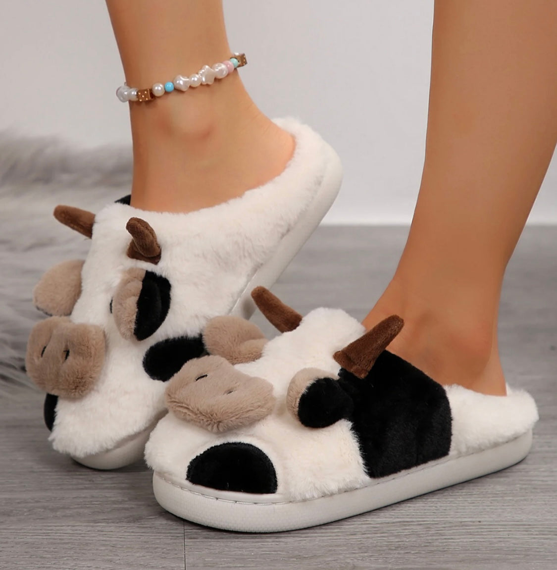 Fluffy Cow Slippers 🐮